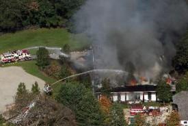 IFCO E-106 deck gun in operation at Bedford Narrows Road Fire. Photo by Frank Becerra. (10/8/08)